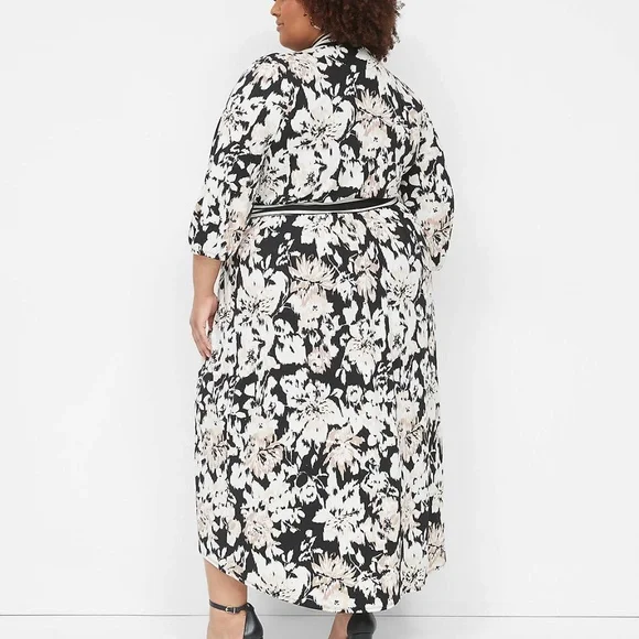 NWT Lane Bryant Black and White Floral Midi Dress - Picture 3 of 5